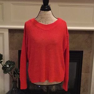 Ann Taylor Woven Lightweight Sweater Coral